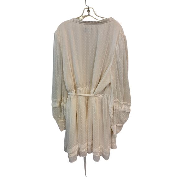 ASOS DESIGN curve lace insert wrap mini dress in textured in cream size 22 EUC - Picture 6 of 7